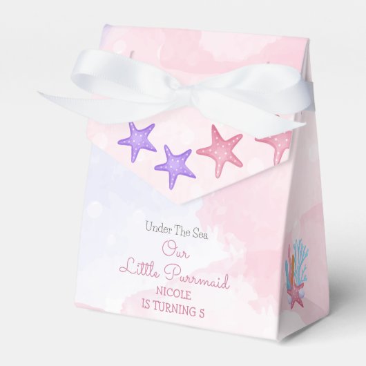 パーメイド猫の人魚かわいい女の子の誕生日 フェイバーボックス (正面サイド)