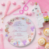 パーメイド猫の人魚かわいい女の子の誕生日 ペーパープレート (パーティー)