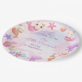 パーメイド猫の人魚かわいい女の子の誕生日 ペーパープレート (アングル)