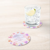 パーメイド猫の人魚かわいい女の子の誕生日 ラウンドペーパーコースター (インサイチュ)