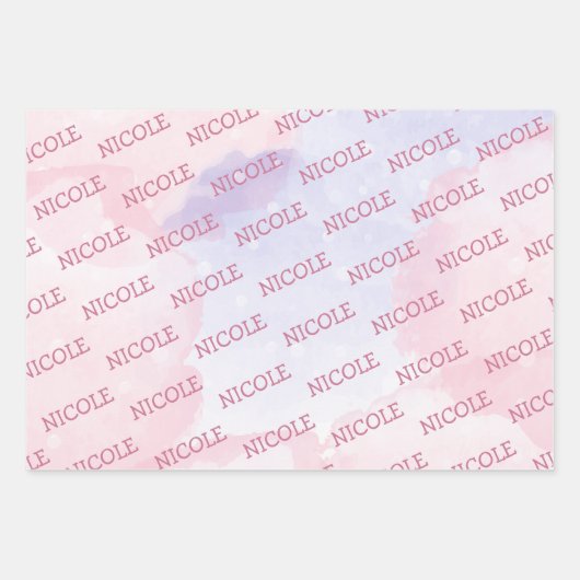 パーメイド猫の人魚かわいい女の子の誕生日 ラッピングペーパーシート (正面3)