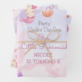 パーメイド猫の人魚かわいい女の子の誕生日 ラッピングペーパーシート (インサイチュ)