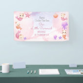 パーメイド猫の人魚かわいい女の子の誕生日 横断幕 (トレードショー)