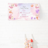 パーメイド猫の人魚かわいい女の子の誕生日 横断幕 (インサイチュ)