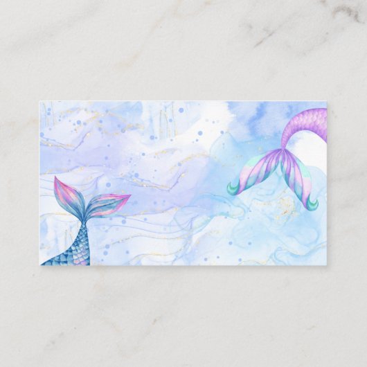 パーメイド猫マーメイド水彩少女の誕生日 エンクロージャーカード (裏面)