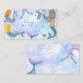 パーメイド猫マーメイド水彩少女の誕生日 エンクロージャーカード (正面/裏面)