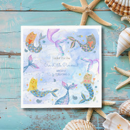 パーメイド猫マーメイド水彩少女の誕生日 スタンダードランチョンナプキン