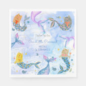 パーメイド猫マーメイド水彩少女の誕生日 スタンダードランチョンナプキン (正面)