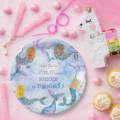 パーメイド猫マーメイド水彩少女の誕生日 ペーパープレート (パーティー)