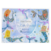 パーメイド猫マーメイド水彩少女の誕生日 ラージペーパーバッグ (裏面)