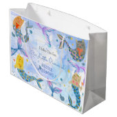 パーメイド猫マーメイド水彩少女の誕生日 ラージペーパーバッグ (裏面アングル)