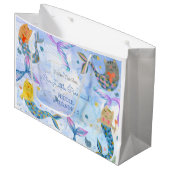 パーメイド猫マーメイド水彩少女の誕生日 ラージペーパーバッグ (正面アングル)