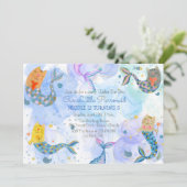 パーメイド猫マーメイド水彩少女の誕生日 招待状 (スタンド正面)