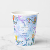 パーメイド猫マーメイド水彩少女の誕生日 紙コップ (正面)