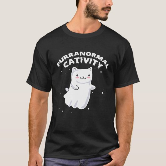 パーラおもしろいノーマル活性幽霊キャットハロウィーンスポ Tシャツ (正面)