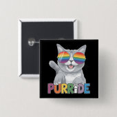 パーライドキャットサングラスゲイプライドレインボーLGBTQ 缶バッジ (正面&裏面)