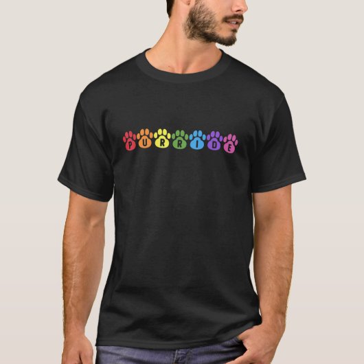 パーライドキャットドッグペットの足ゲイプライドレインボーLgbtq Al Tシャツ (正面)