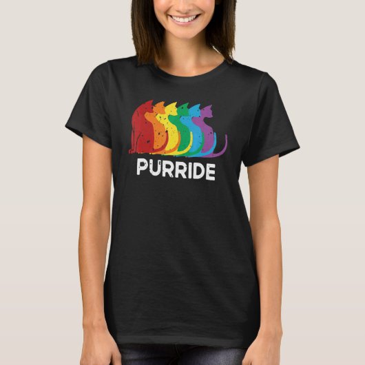 パーライド猫プライドアリーLGBTコミュニティRainbow Prid Tシャツ (正面)