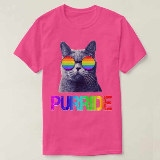 パーライド猫好きプライド月ゲイ権利レインボーC Tシャツ (デザイン正面)