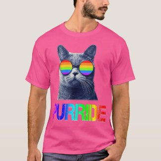 パーライド猫好きプライド月ゲイ権利レインボーC Tシャツ
