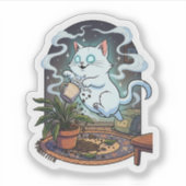 パーラノーマルアクティビティ – かわいい幽霊キャットハロウィーン シール (正面)