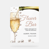 パーラルとプロセッコブライダルシャワー花バー標識 アクリルサイン (正面)