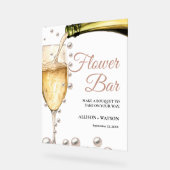 パーラルとプロセッコブライダルシャワー花バー標識 アクリルサイン (傾斜)