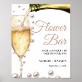 パーラルとプロセッコブライダルシャワー花バー標識 ポスター (正面)