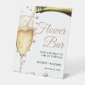 パーラルとプロセッコブライダルシャワー花バー標識 台座サイン (正面)