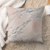 パーリーピンクローズシルバーグレー赤面大理石 クッション (ブランケット)