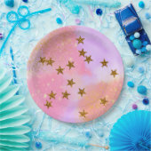 パーリーピンク&金ゴールドパーティープレート ペーパープレート (パーティー)