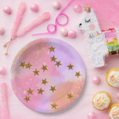 パーリーピンク&金ゴールドパーティープレート ペーパープレート (パーティー)