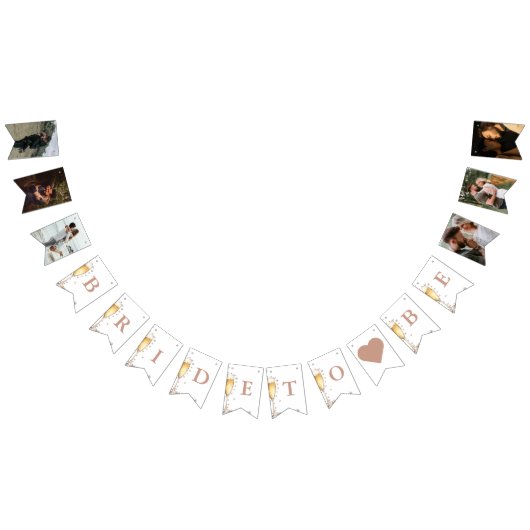 パールおよびプロセッコブライダルシャワーパーティーデコール バンティングフラッグ (全)