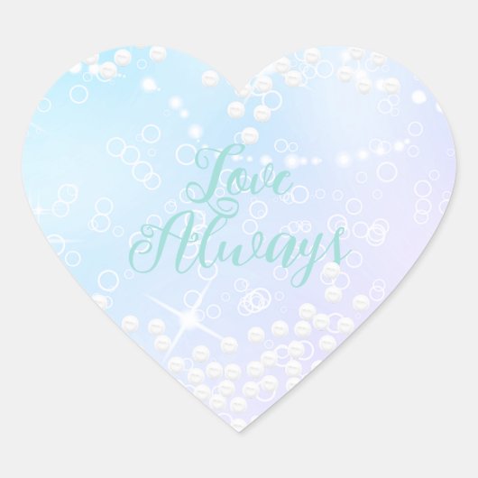 パールが青とピンクに輝く ハートシール (正面)