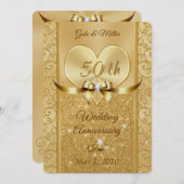 パールきらめくゴールデンアニバーサリー招待状 招待状 (正面/裏面)