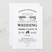 パールきらめく伝統結婚フォント 招待状 (正面/裏面)