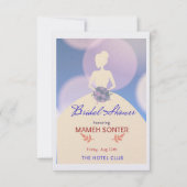 パールきらめく紙ピンクブライダルシャワーカード 招待状 (正面)