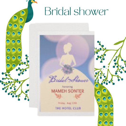 パールきらめく紙ピンクブライダルシャワーカード 招待状