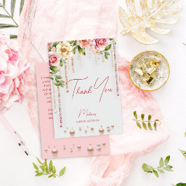 パールとプロセッコのウェディングシャワー エレガント サンキューカード