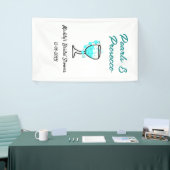 パールとプロセッコのウェディングシャワー 青黒の名前 横断幕 (トレードショー)