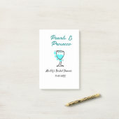パールとプロセッコのウェディングシャワー 青 黒 ネーム ポストイット (デスク上)