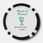パールとプロセッコのウェディングシャワー 青 黒 ネーム ポーカーチップ (裏面)