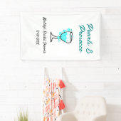 パールとプロセッコのウェディングシャワー 青 黒 ネーム 横断幕 (インサイチュ)