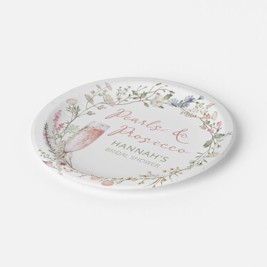 パールとプロセッコのウェディング ブライダルシャワー ペーパープレート (アングル)