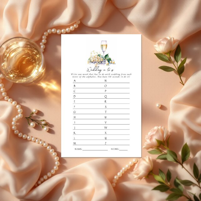 パールとプロセッコのウェディング A to Z ブライダルゲーム (Pearls and Prosecco Wedding A - Z Bridal Shower Game)