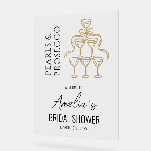 パールとプロセッコのウェルカムサイン アクリルサイン (傾斜)