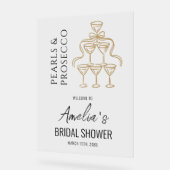 パールとプロセッコのウェルカムサイン 結婚前お祝いパーティー アクリルサイン (傾斜)