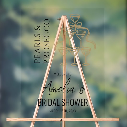 パールとプロセッコのウェルカムサイン 結婚前お祝い アクリルサイン (ニュートラル)