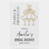 パールとプロセッコのウェルカムサイン 結婚前お祝い アクリルサイン (正面)