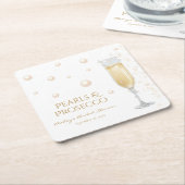 パールとプロセッコのブライズシャワー スクエアペーパーコースター (アングル)